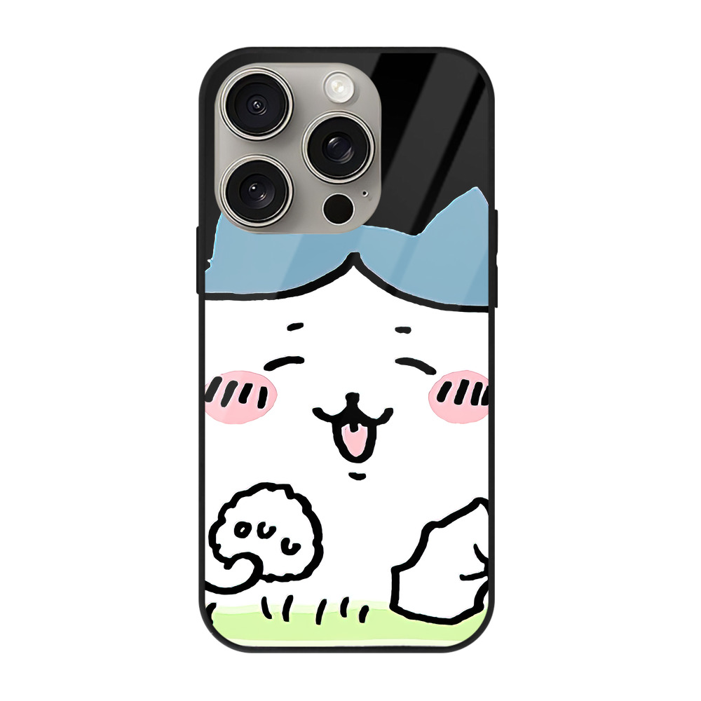 （画像用） ちいかわ ハチワレ Chii-kawa hachiware 【iPhone15Pro対応】スマホケース 耐衝撃＆黄変防止 背面ガラス