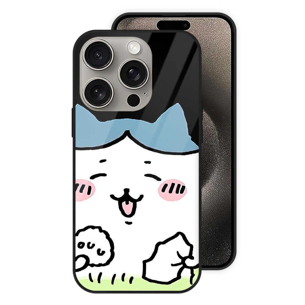 （画像用） ちいかわ ハチワレ Chii-kawa hachiware 【iPhone15Pro対応】スマホケース 耐衝撃＆黄変防止 背面ガラス