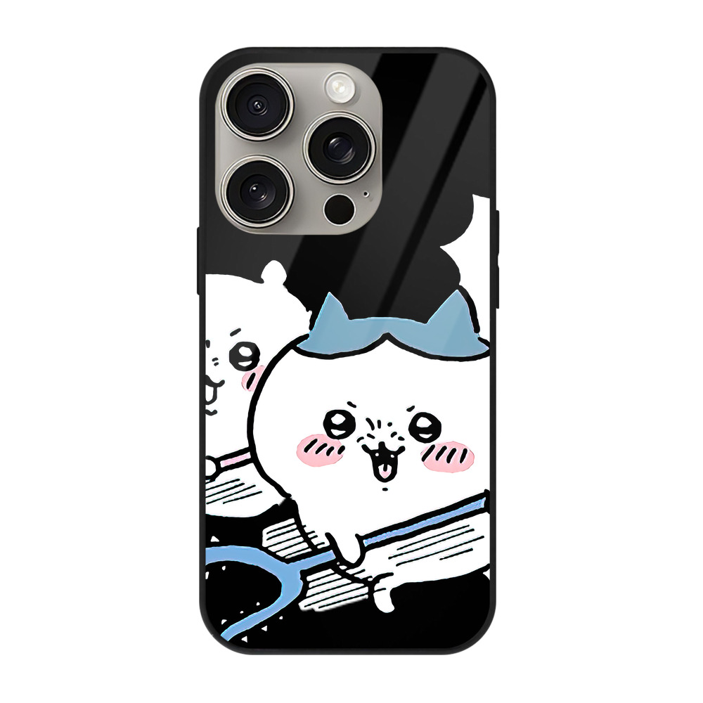 （画像用） ちいかわ ハチワレ Chii-kawa hachiware 【iPhone15Pro対応】スマホケース 耐衝撃＆黄変防止 背面ガラス