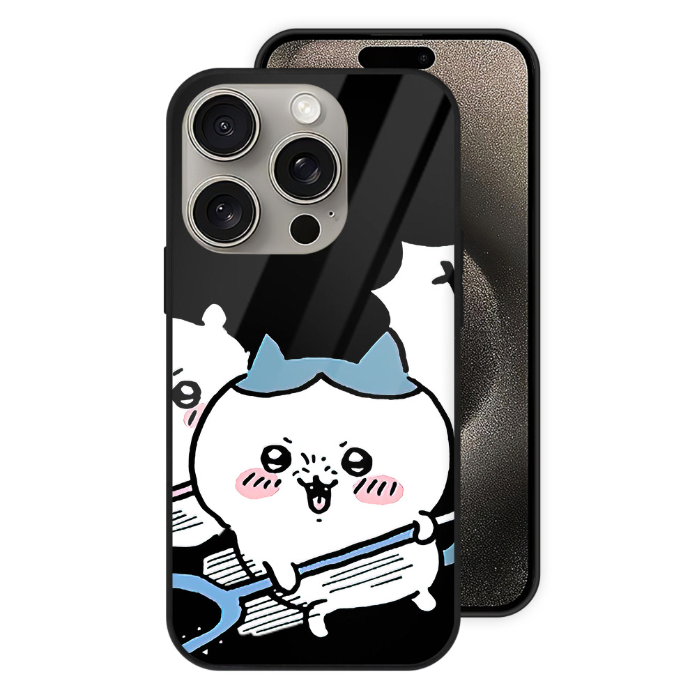 （画像用） ちいかわ ハチワレ Chii-kawa hachiware 【iPhone15Pro対応】スマホケース 耐衝撃＆黄変防止 背面ガラス