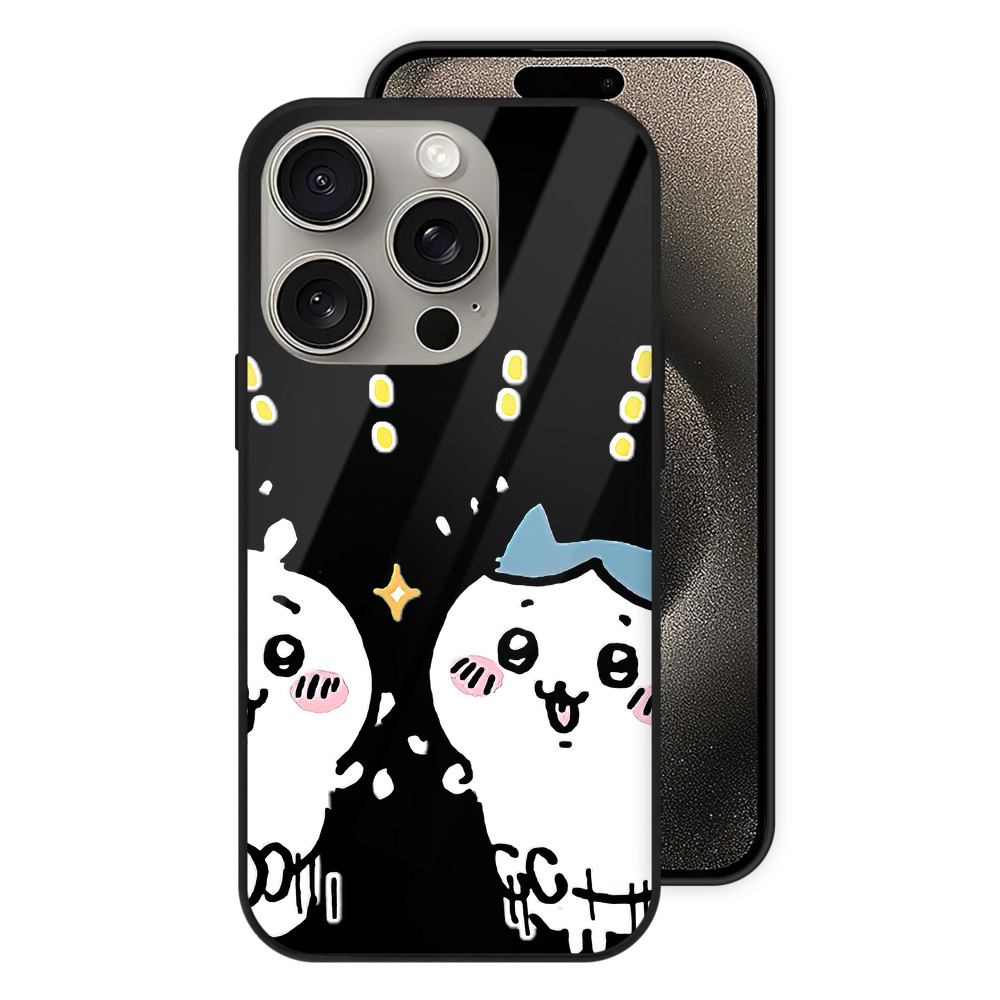 （画像用） ちいかわ ハチワレ Chii-kawa hachiware 【iPhone15Pro対応】スマホケース 耐衝撃＆黄変防止 背面ガラス