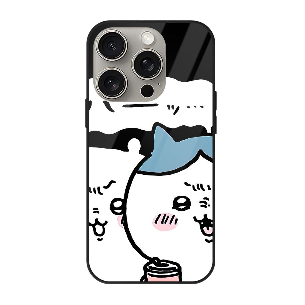 （画像用） ちいかわ ハチワレ Chii-kawa hachiware 【iPhone15Pro対応】スマホケース 耐衝撃＆黄変防止 背面ガラス