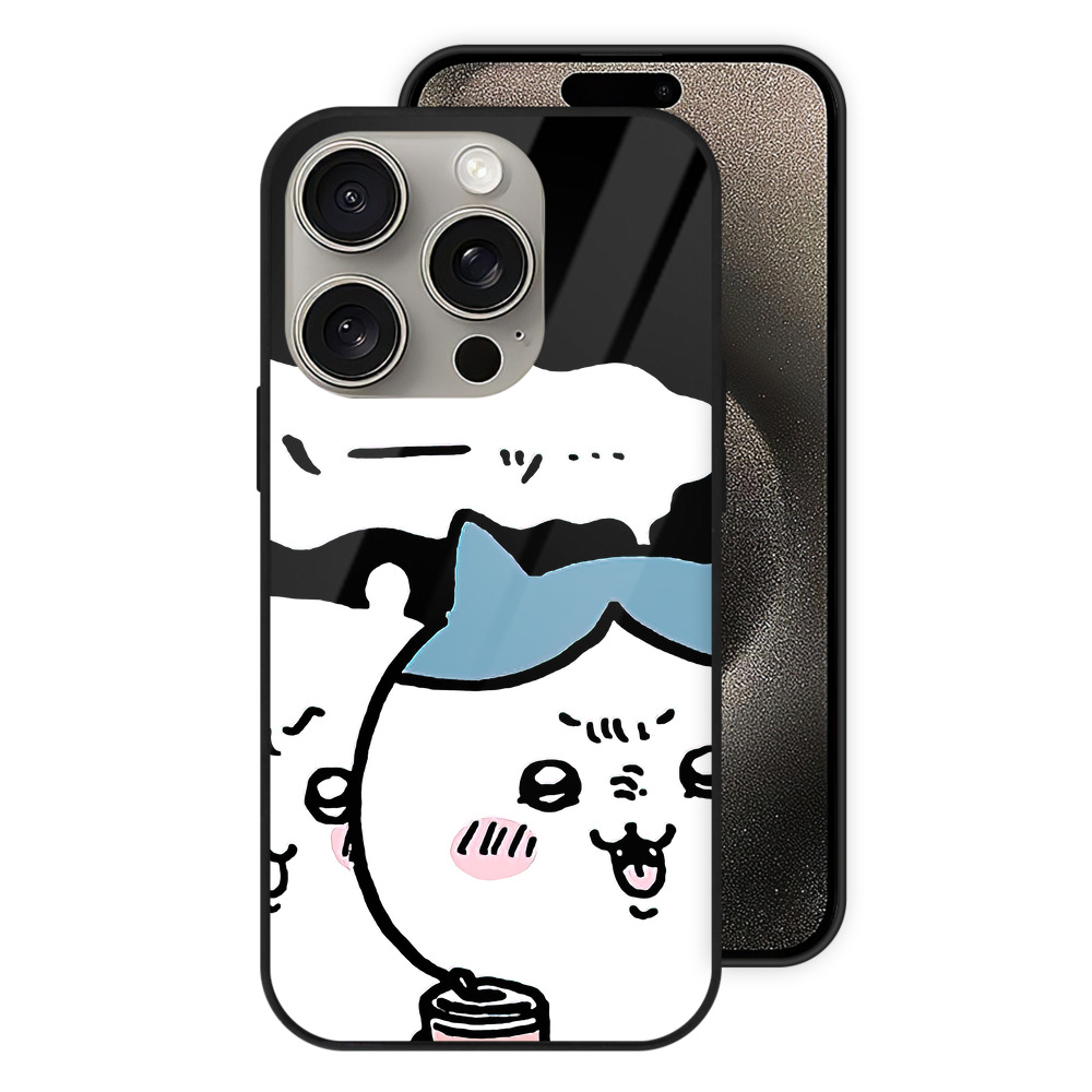 （画像用） ちいかわ ハチワレ Chii-kawa hachiware 【iPhone15Pro対応】スマホケース 耐衝撃＆黄変防止 背面ガラス
