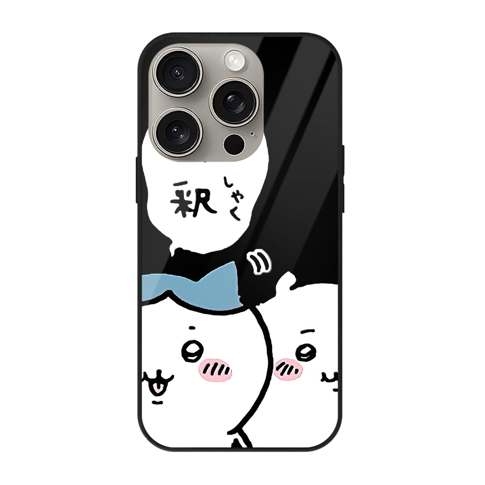 （画像用） ちいかわ ハチワレ Chii-kawa hachiware 【iPhone15Pro対応】スマホケース 耐衝撃＆黄変防止 背面ガラス