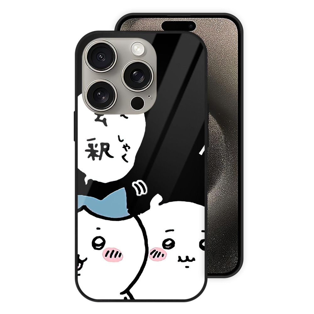（画像用） ちいかわ ハチワレ Chii-kawa hachiware 【iPhone15Pro対応】スマホケース 耐衝撃＆黄変防止 背面ガラス