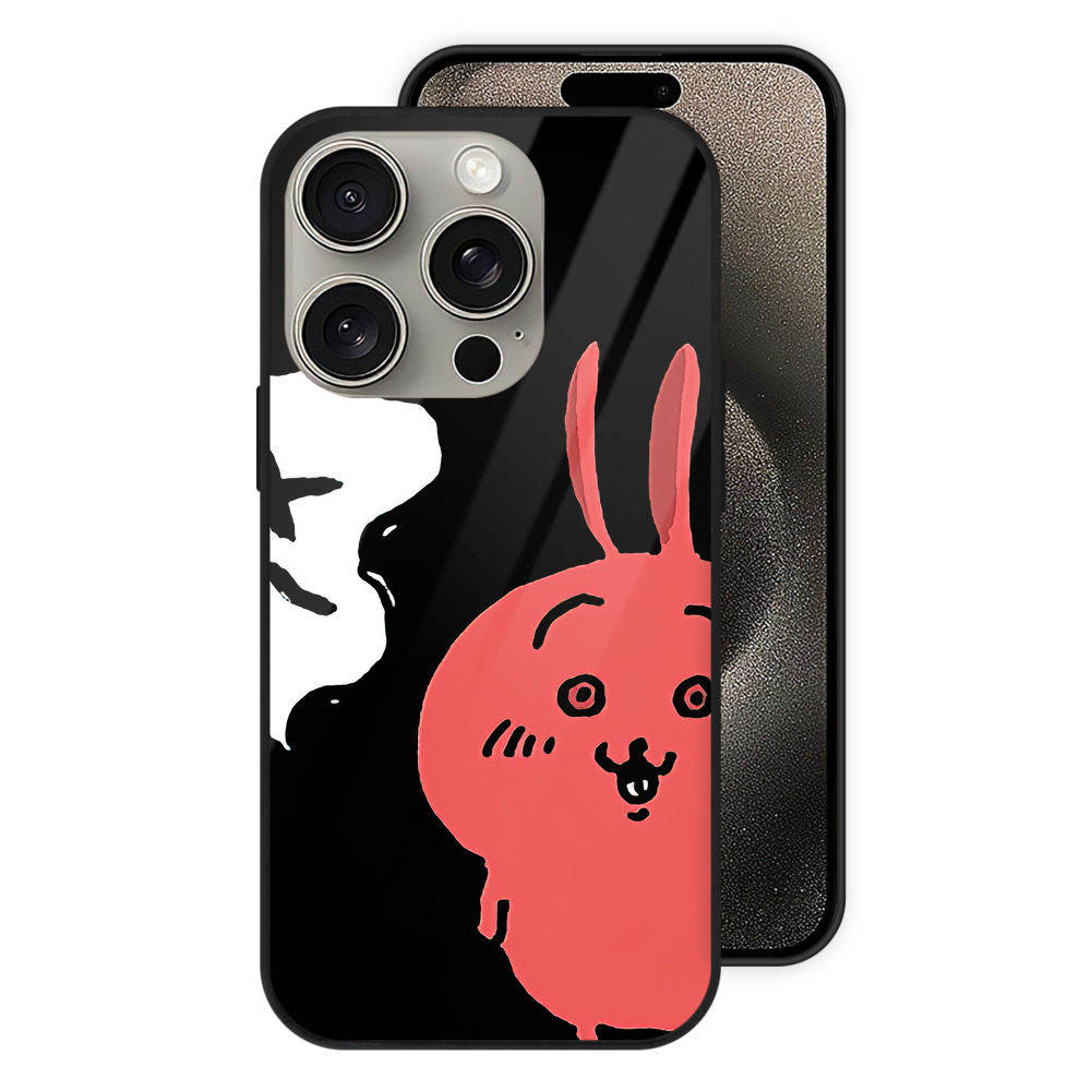（画像用） ちいかわ ハチワレ Chii-kawa hachiware 【iPhone15Pro対応】スマホケース 耐衝撃＆黄変防止 背面ガラス