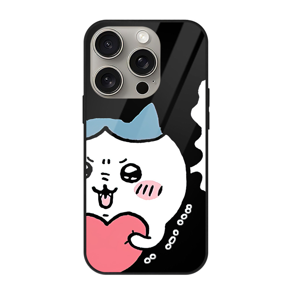 （画像用） ちいかわ ハチワレ Chii-kawa hachiware 【iPhone15Pro対応】スマホケース 耐衝撃＆黄変防止 背面ガラス