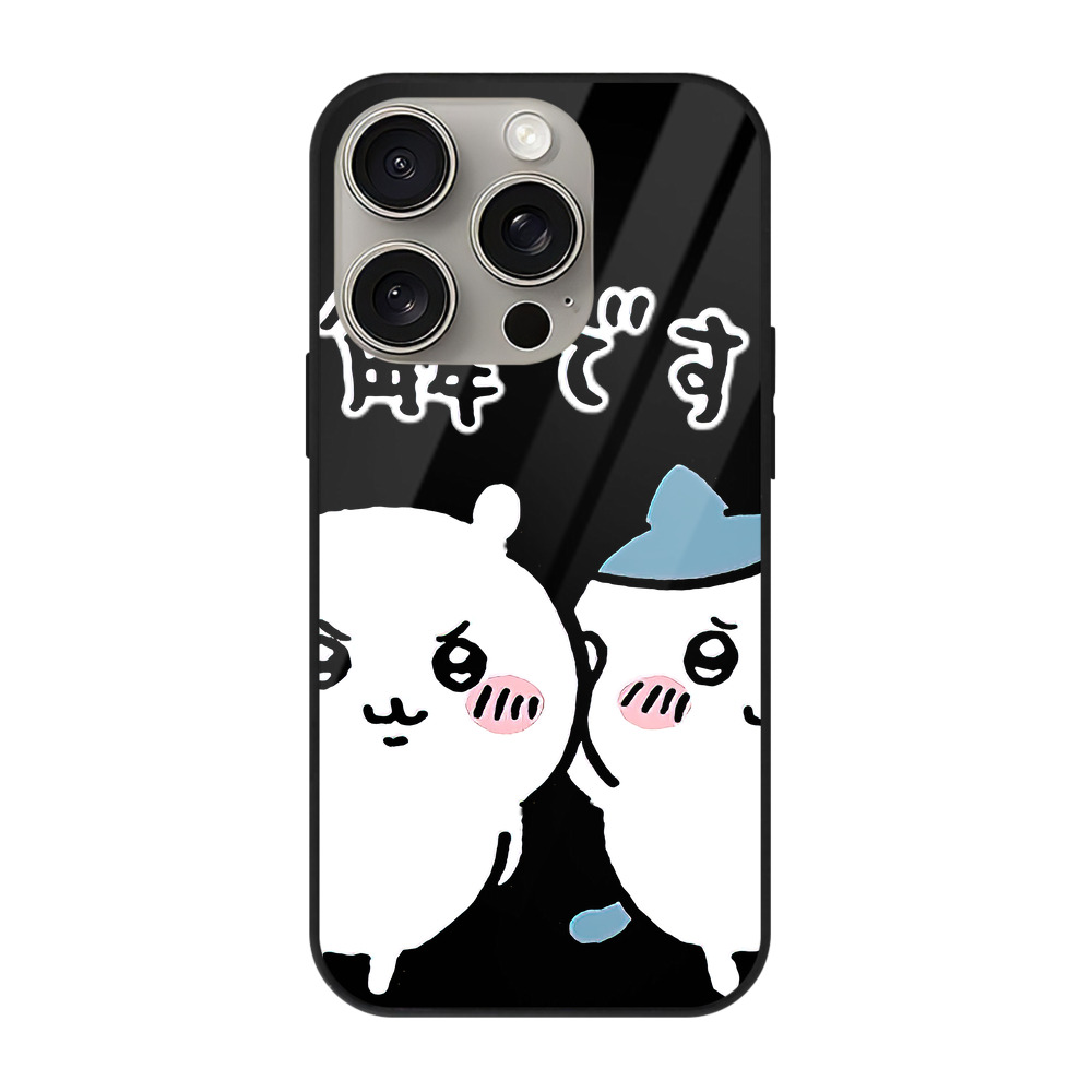 （画像用） ちいかわ ハチワレ Chii-kawa hachiware 【iPhone15Pro対応】スマホケース 耐衝撃＆黄変防止 背面ガラス