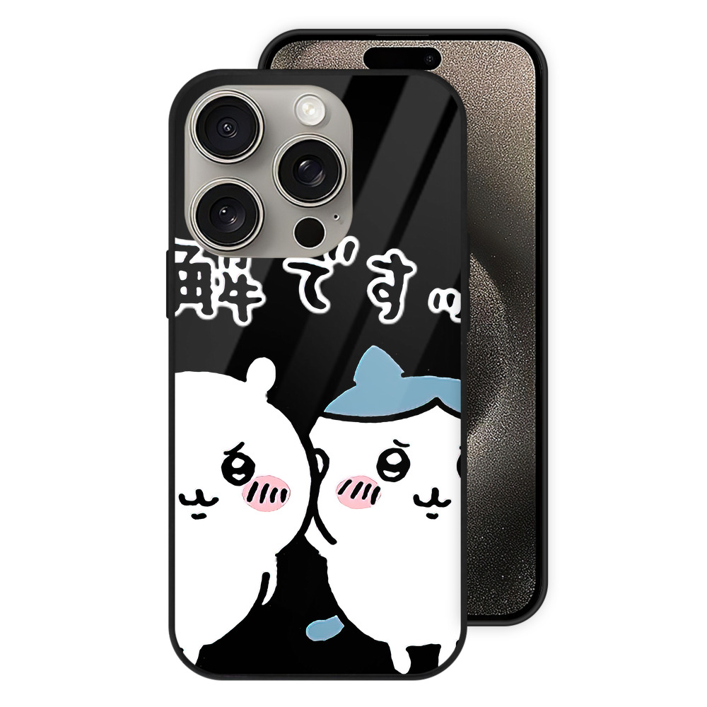 （画像用） ちいかわ ハチワレ Chii-kawa hachiware 【iPhone15Pro対応】スマホケース 耐衝撃＆黄変防止 背面ガラス