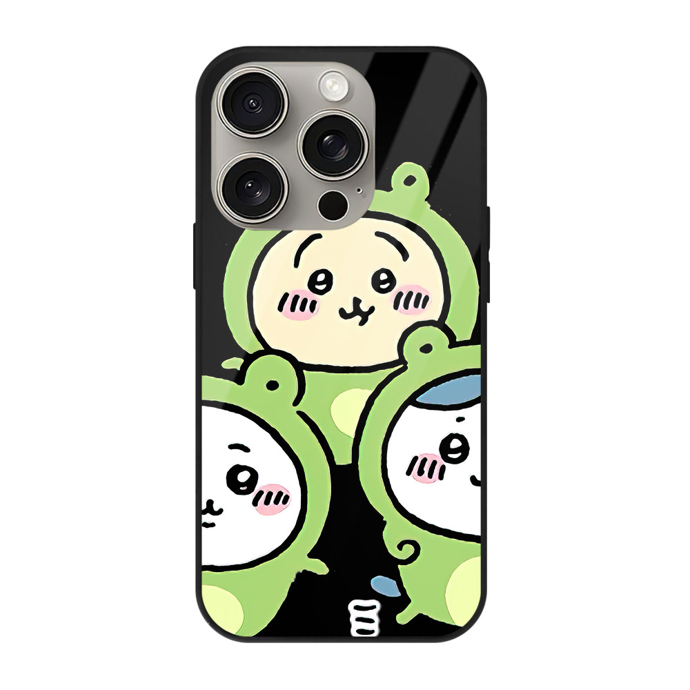 （画像用） ちいかわ ハチワレ Chii-kawa hachiware 【iPhone15Pro対応】スマホケース 耐衝撃＆黄変防止 背面ガラス