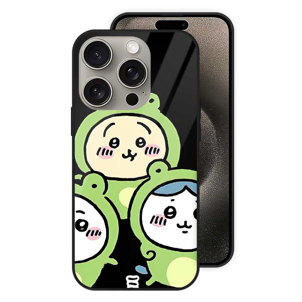 （画像用） ちいかわ ハチワレ Chii-kawa hachiware 【iPhone15Pro対応】スマホケース 耐衝撃＆黄変防止 背面ガラス