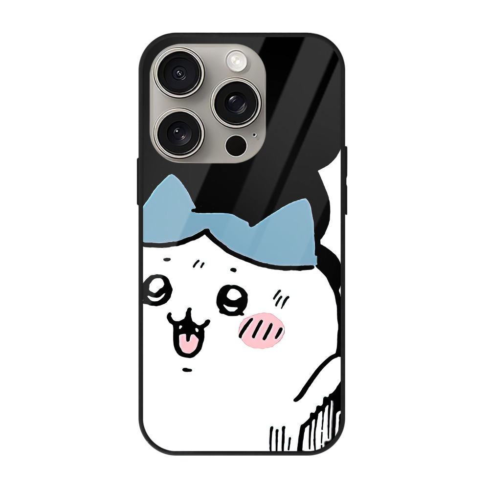 （画像用） ちいかわ ハチワレ Chii-kawa hachiware 【iPhone15Pro対応】スマホケース 耐衝撃＆黄変防止 背面ガラス