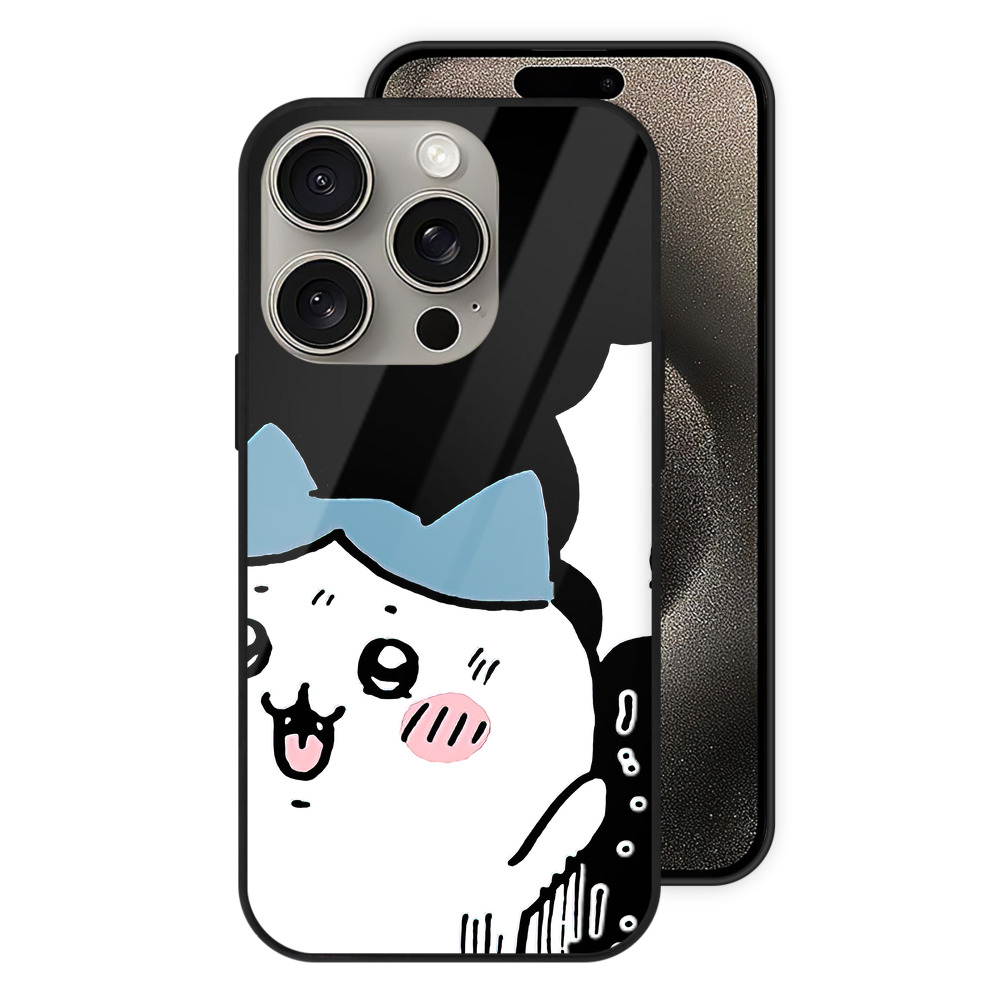 （画像用） ちいかわ ハチワレ Chii-kawa hachiware 【iPhone15Pro対応】スマホケース 耐衝撃＆黄変防止 背面ガラス