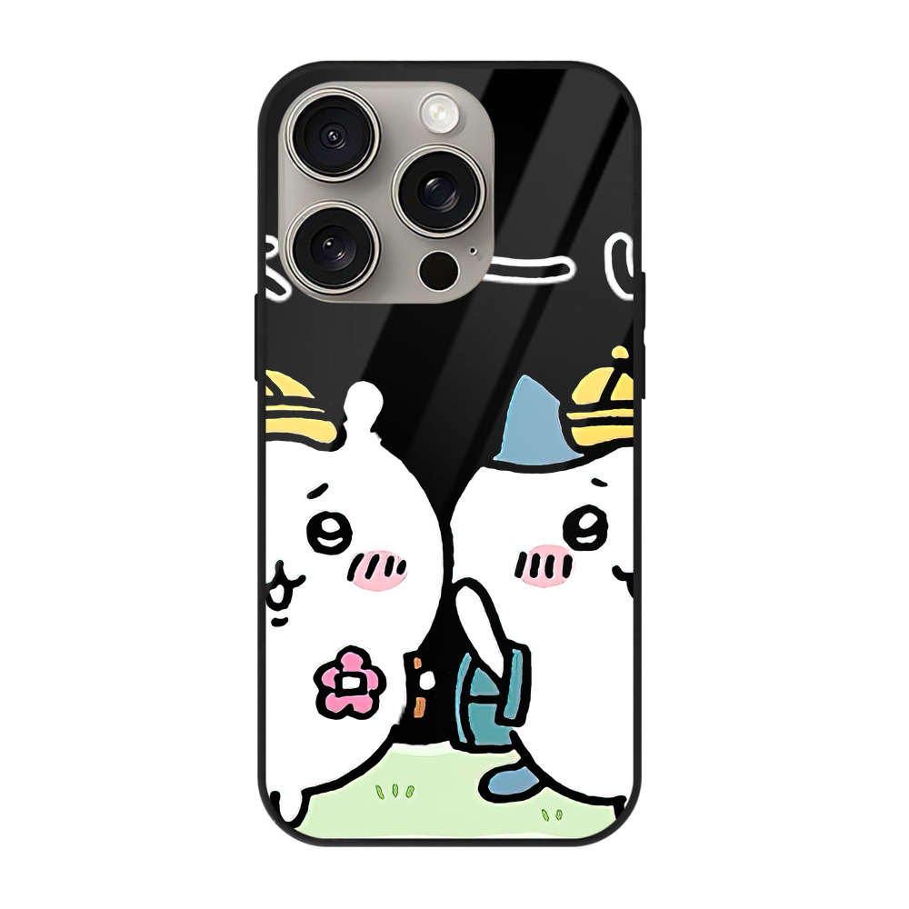 （画像用） ちいかわ ハチワレ Chii-kawa hachiware 【iPhone15Pro対応】スマホケース 耐衝撃＆黄変防止 背面ガラス
