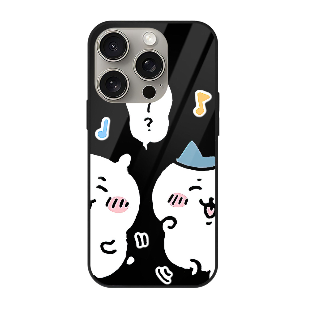 （画像用） ちいかわ ハチワレ Chii-kawa hachiware 【iPhone15Pro対応】スマホケース 耐衝撃＆黄変防止 背面ガラス