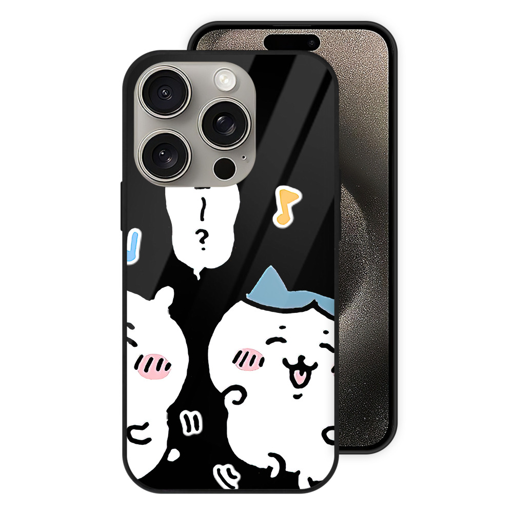 （画像用） ちいかわ ハチワレ Chii-kawa hachiware 【iPhone15Pro対応】スマホケース 耐衝撃＆黄変防止 背面ガラス