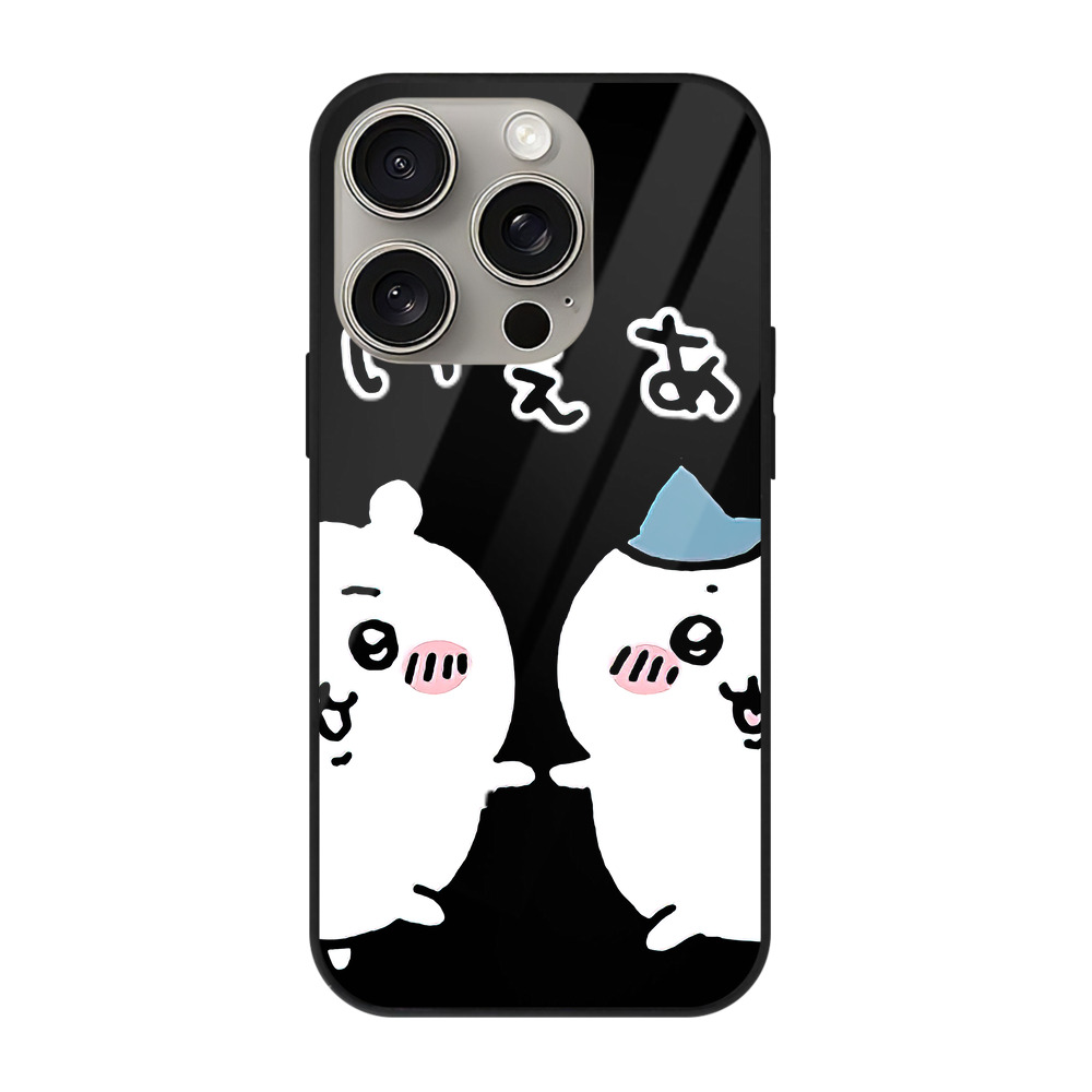 （画像用） ちいかわ ハチワレ Chii-kawa hachiware 【iPhone15Pro対応】スマホケース 耐衝撃＆黄変防止 背面ガラス