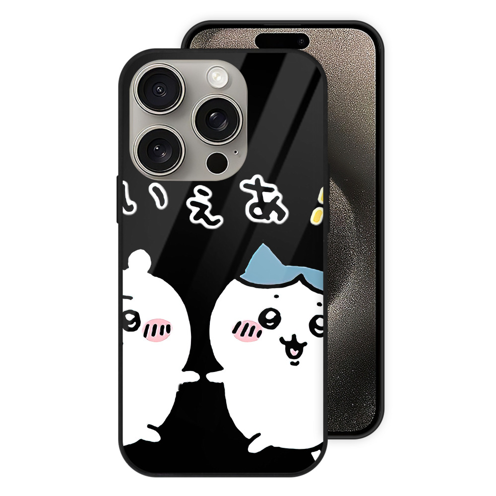 （画像用） ちいかわ ハチワレ Chii-kawa hachiware 【iPhone15Pro対応】スマホケース 耐衝撃＆黄変防止 背面ガラス