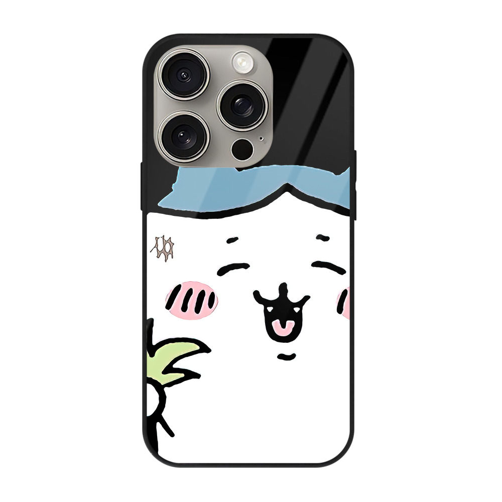 （画像用） ちいかわ ハチワレ Chii-kawa hachiware 【iPhone15Pro対応】スマホケース 耐衝撃＆黄変防止 背面ガラス