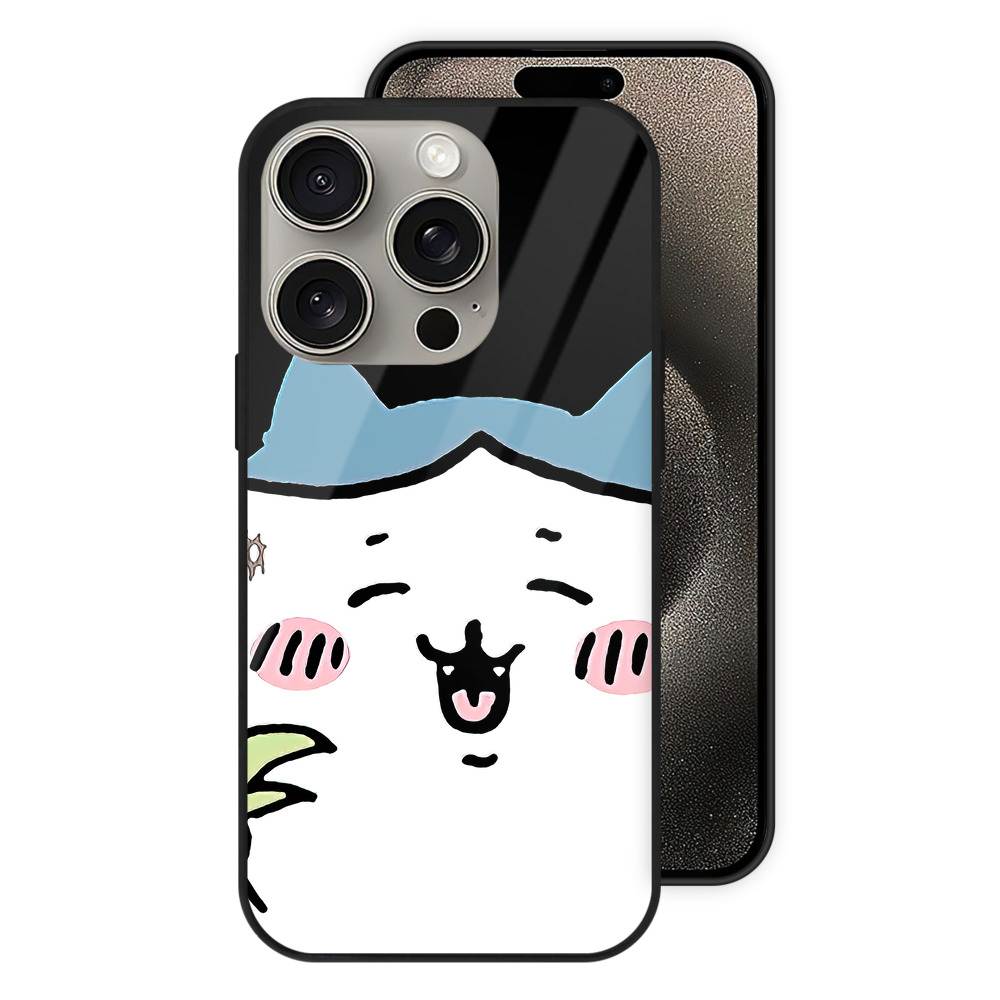（画像用） ちいかわ ハチワレ Chii-kawa hachiware 【iPhone15Pro対応】スマホケース 耐衝撃＆黄変防止 背面ガラス