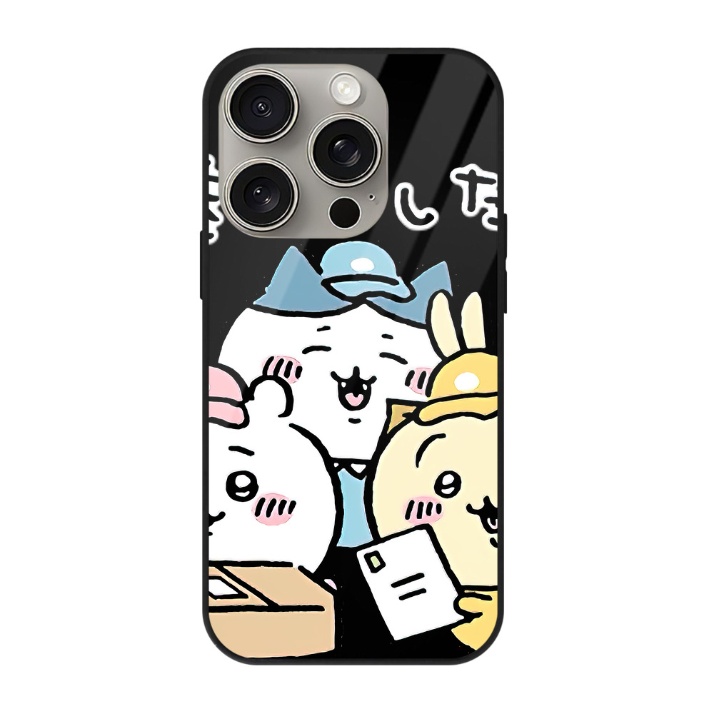 （画像用） ちいかわ ハチワレ Chii-kawa hachiware 【iPhone15Pro対応】スマホケース 耐衝撃＆黄変防止 背面ガラス