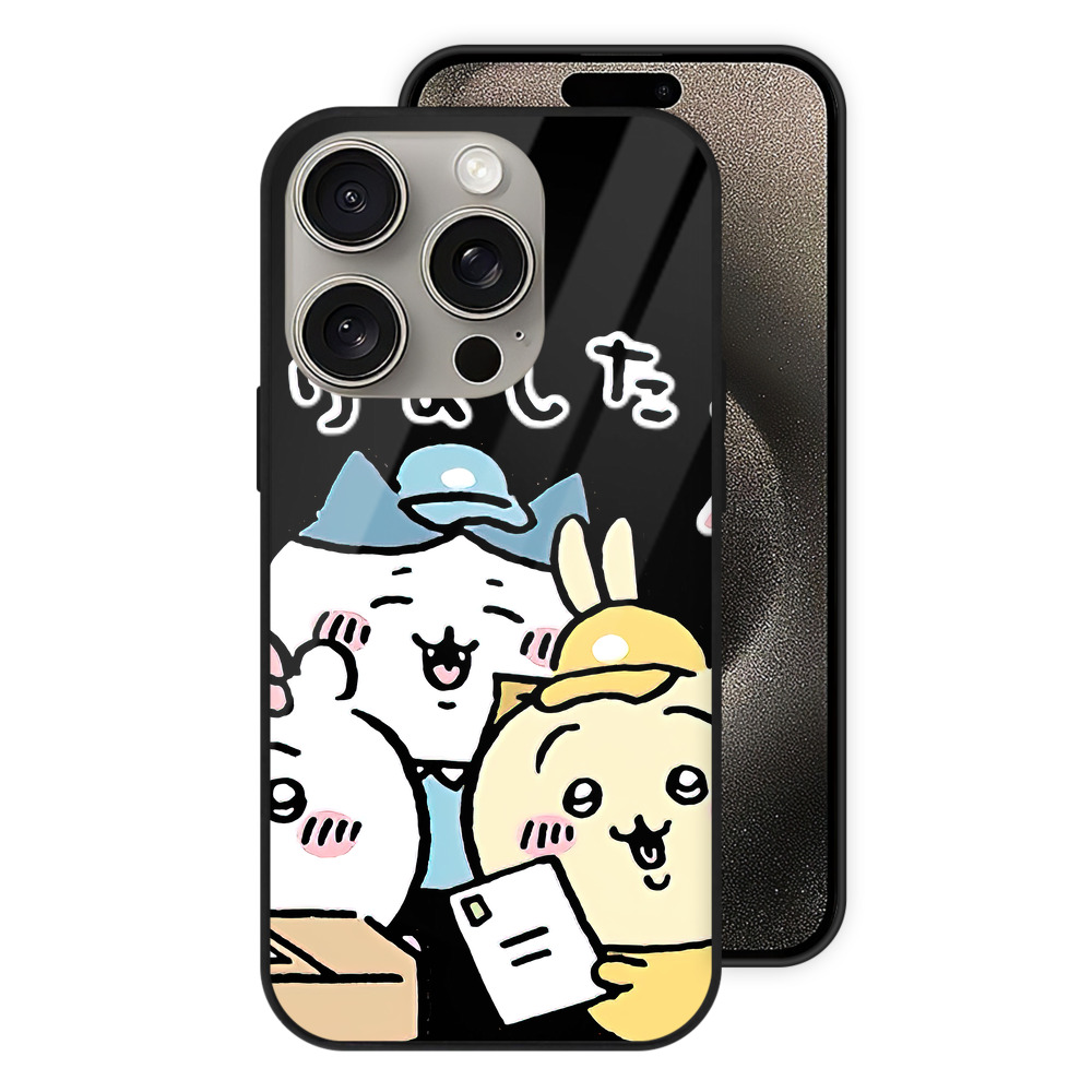（画像用） ちいかわ ハチワレ Chii-kawa hachiware 【iPhone15Pro対応】スマホケース 耐衝撃＆黄変防止 背面ガラス