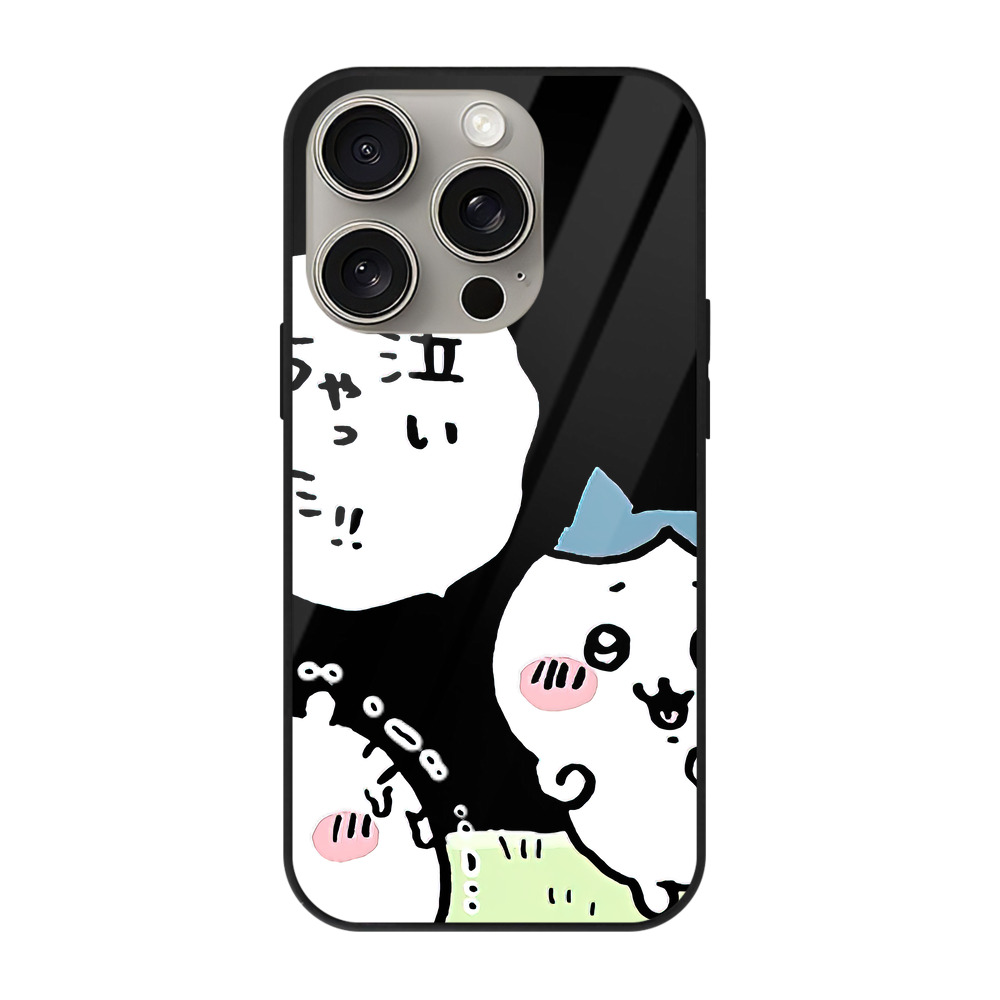 （画像用） ちいかわ ハチワレ Chii-kawa hachiware 【iPhone15Pro対応】スマホケース 耐衝撃＆黄変防止 背面ガラス