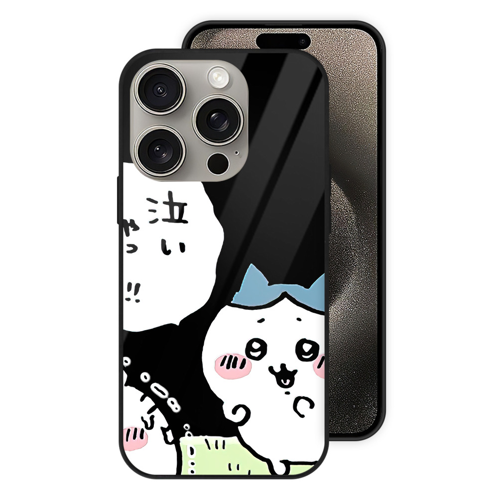 （画像用） ちいかわ ハチワレ Chii-kawa hachiware 【iPhone15Pro対応】スマホケース 耐衝撃＆黄変防止 背面ガラス