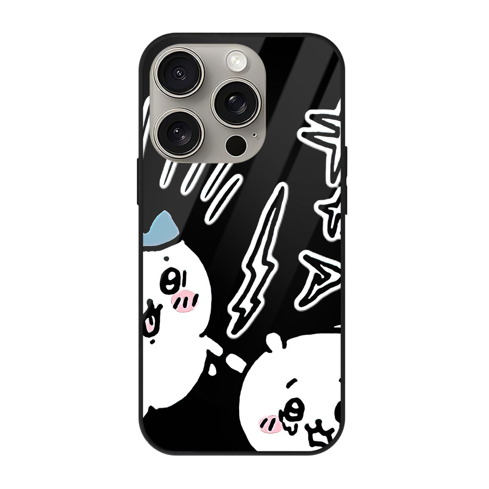 （画像用） ちいかわ ハチワレ Chii-kawa hachiware 【iPhone15Pro対応】スマホケース 耐衝撃＆黄変防止 背面ガラス