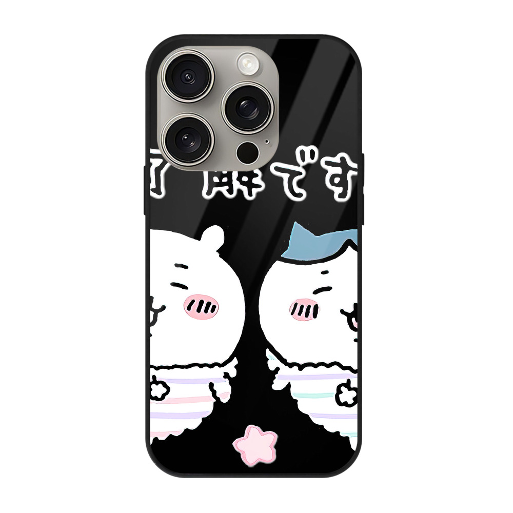 （画像用） ちいかわ ハチワレ Chii-kawa hachiware 【iPhone15Pro対応】スマホケース 耐衝撃＆黄変防止 背面ガラス