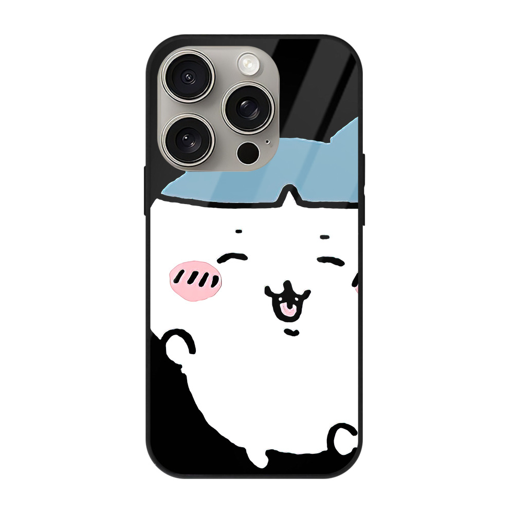（画像用） ちいかわ ハチワレ Chii-kawa hachiware 【iPhone15Pro対応】スマホケース 耐衝撃＆黄変防止 背面ガラス