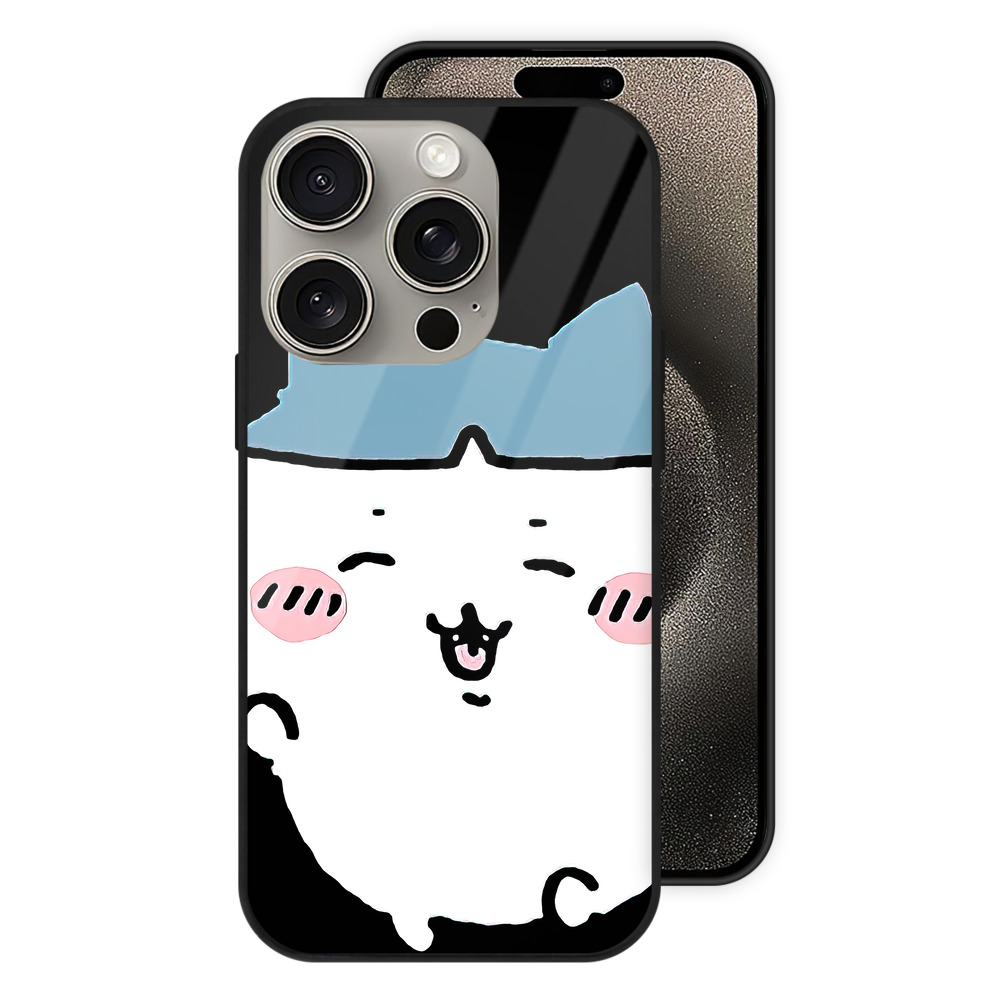 （画像用） ちいかわ ハチワレ Chii-kawa hachiware 【iPhone15Pro対応】スマホケース 耐衝撃＆黄変防止 背面ガラス
