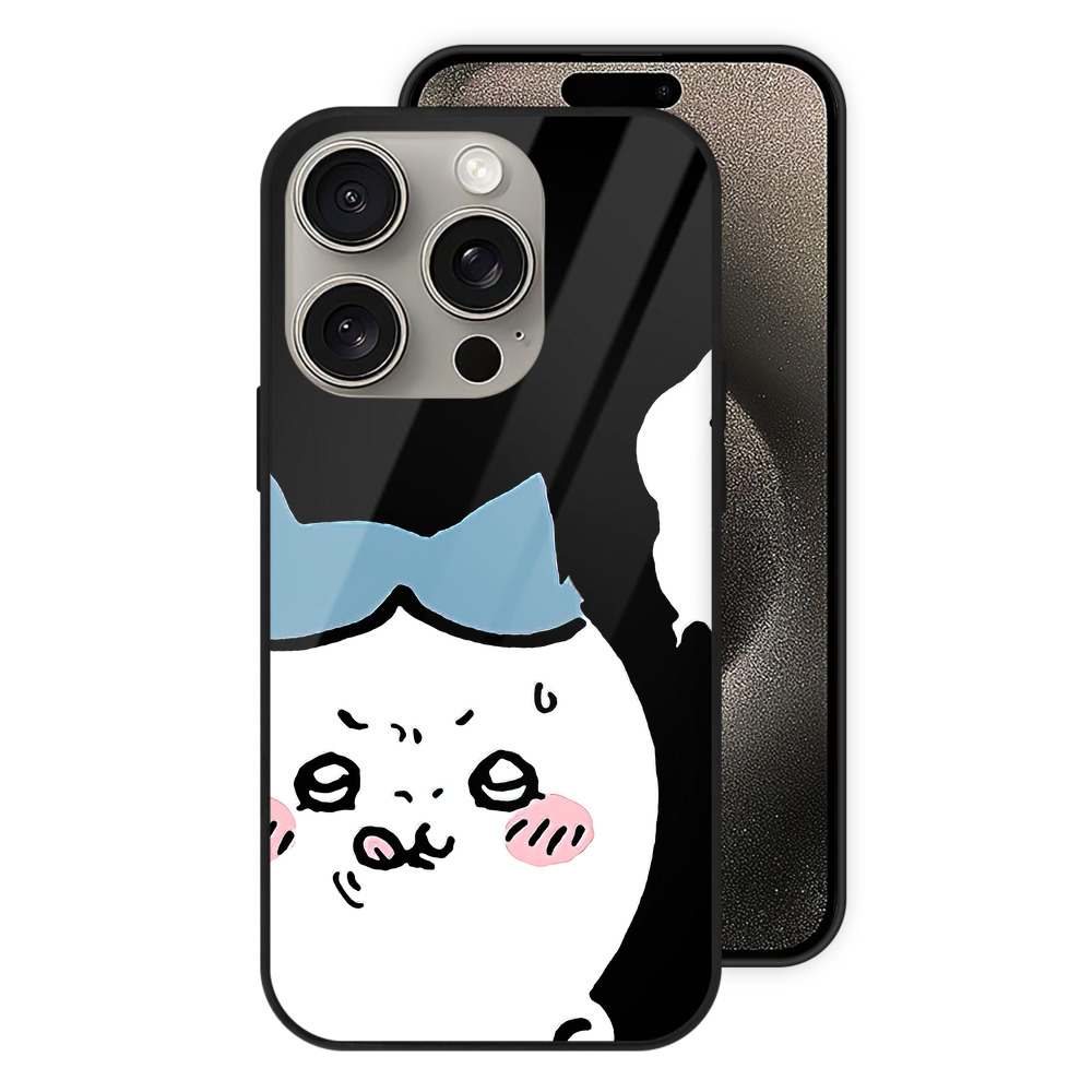 （画像用） ちいかわ ハチワレ Chii-kawa hachiware 【iPhone15Pro対応】スマホケース 耐衝撃＆黄変防止 背面ガラス