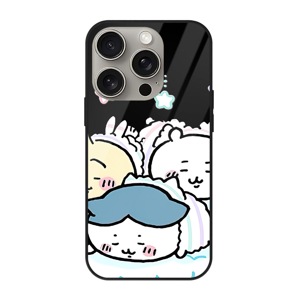 （画像用） ちいかわ ハチワレ Chii-kawa hachiware 【iPhone15Pro対応】スマホケース 耐衝撃＆黄変防止 背面ガラス