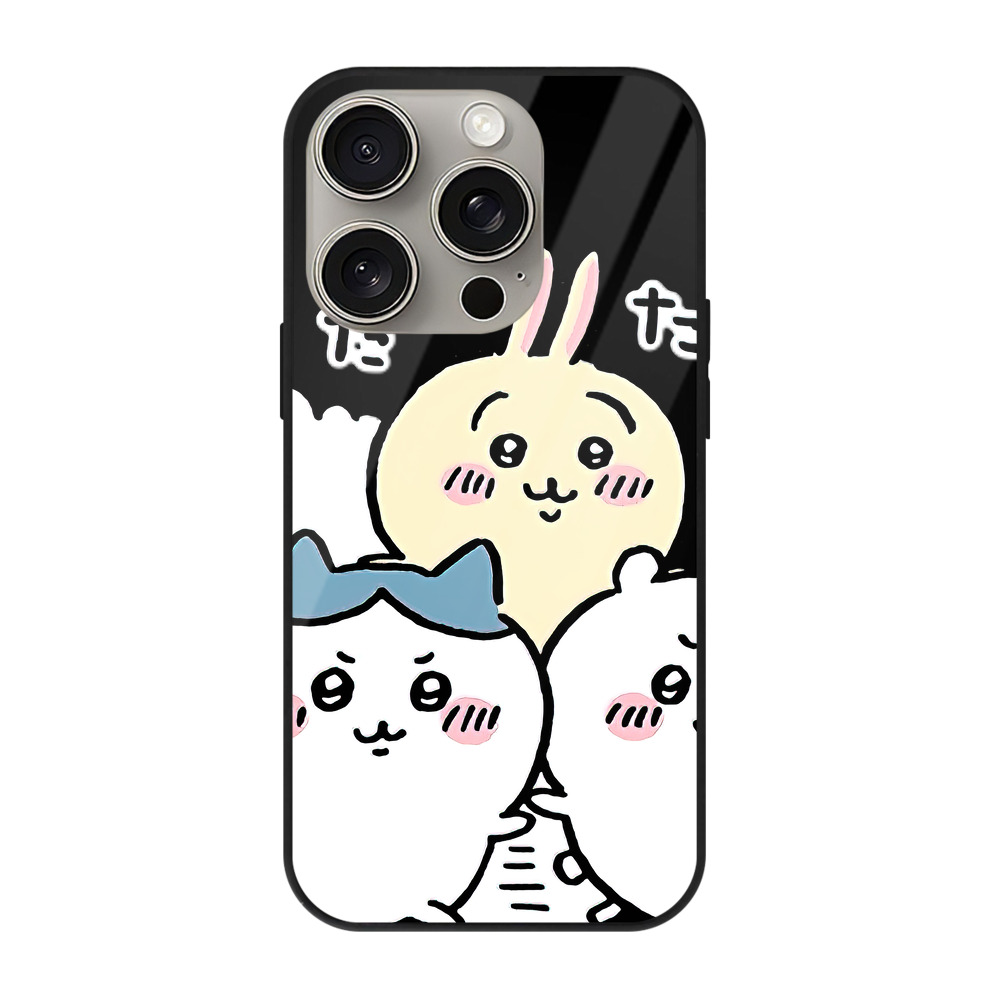 （画像用） ちいかわ ハチワレ Chii-kawa hachiware 【iPhone15Pro対応】スマホケース 耐衝撃＆黄変防止 背面ガラス
