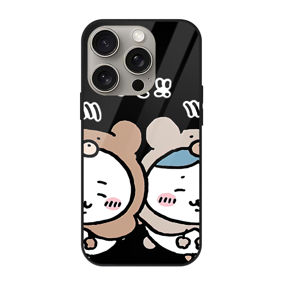 （画像用） ちいかわ ハチワレ Chii-kawa hachiware 【iPhone15Pro対応】スマホケース 耐衝撃＆黄変防止 背面ガラス