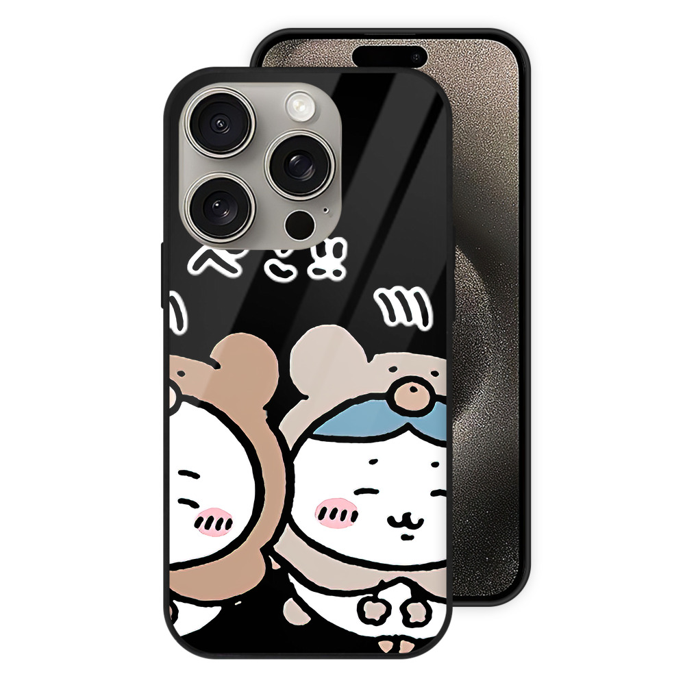 （画像用） ちいかわ ハチワレ Chii-kawa hachiware 【iPhone15Pro対応】スマホケース 耐衝撃＆黄変防止 背面ガラス
