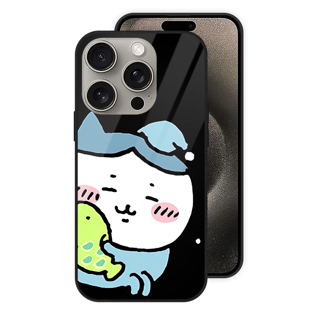 （画像用） ちいかわ ハチワレ Chii-kawa hachiware 【iPhone15Pro対応】スマホケース 耐衝撃＆黄変防止 背面ガラス