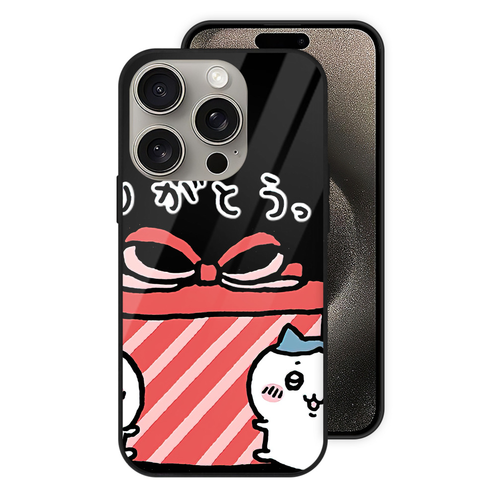 （画像用） ちいかわ ハチワレ Chii-kawa hachiware 【iPhone15Pro対応】スマホケース 耐衝撃＆黄変防止 背面ガラス