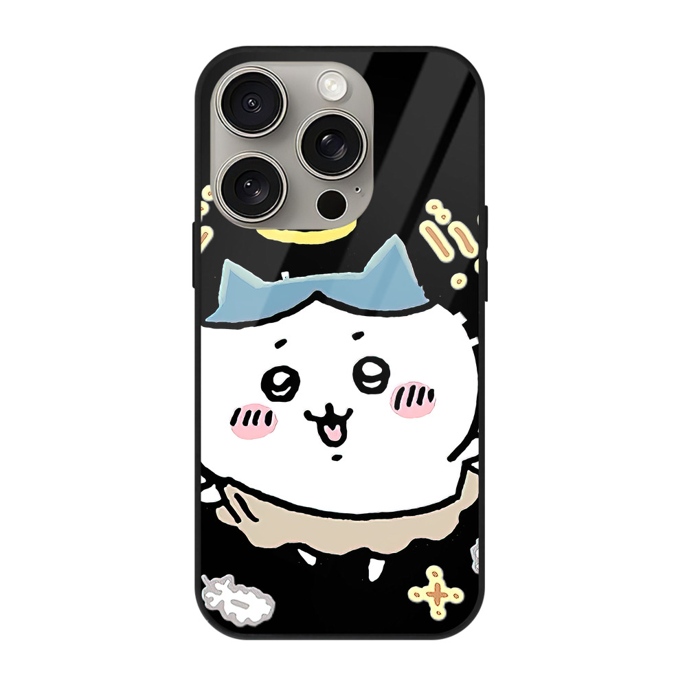 （画像用） ちいかわ ハチワレ Chii-kawa hachiware 【iPhone15Pro対応】スマホケース 耐衝撃＆黄変防止 背面ガラス
