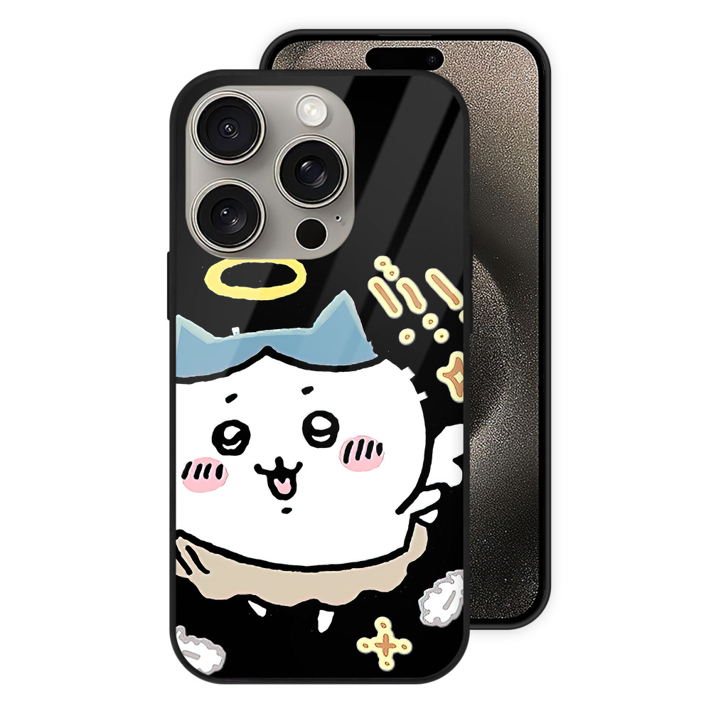 （画像用） ちいかわ ハチワレ Chii-kawa hachiware 【iPhone15Pro対応】スマホケース 耐衝撃＆黄変防止 背面ガラス