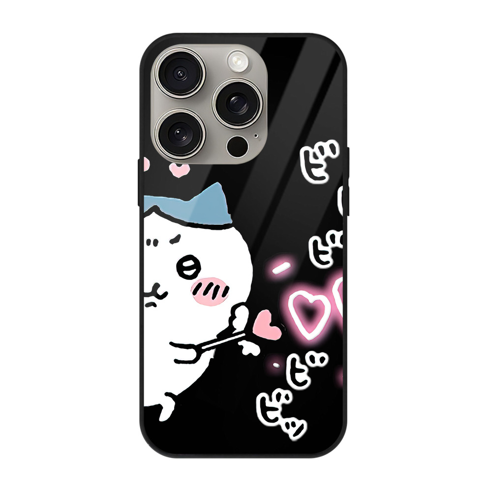 （画像用） ちいかわ ハチワレ Chii-kawa hachiware 【iPhone15Pro対応】スマホケース 耐衝撃＆黄変防止 背面ガラス
