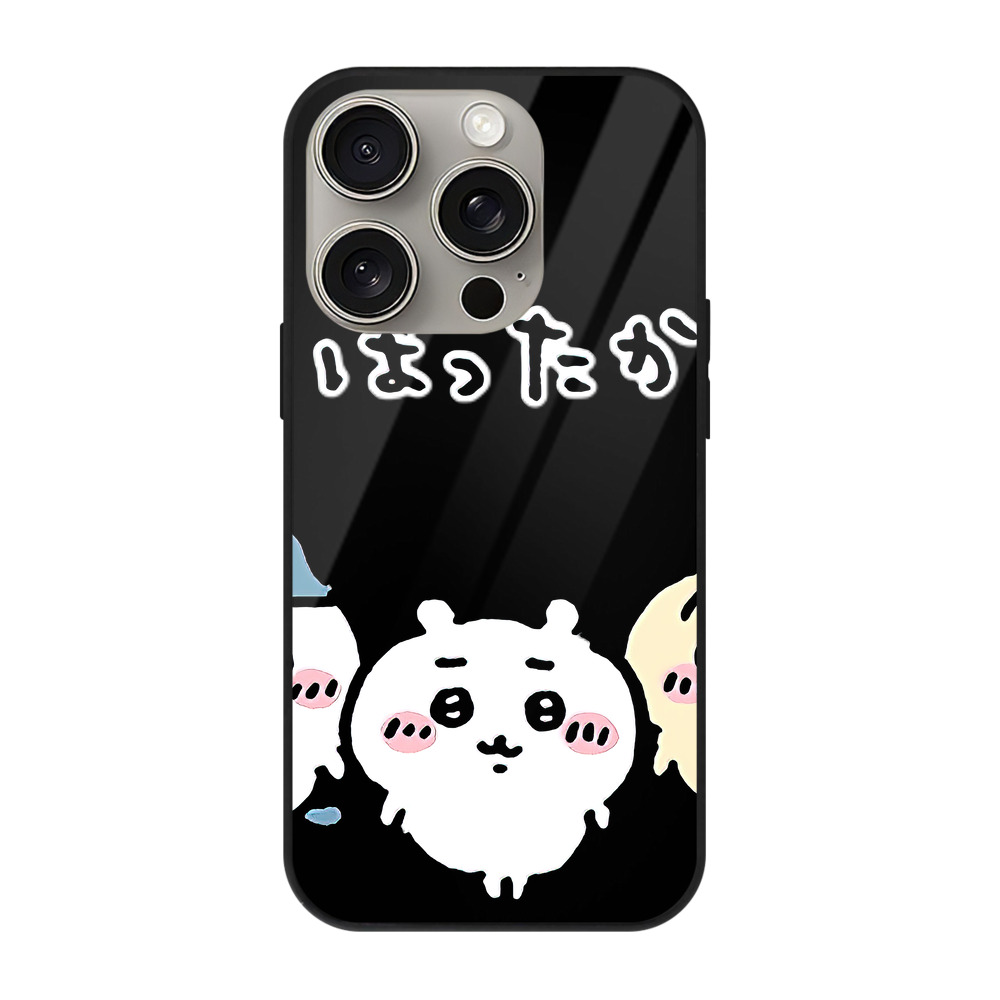 （画像用） ちいかわ ハチワレ Chii-kawa hachiware 【iPhone15Pro対応】スマホケース 耐衝撃＆黄変防止 背面ガラス