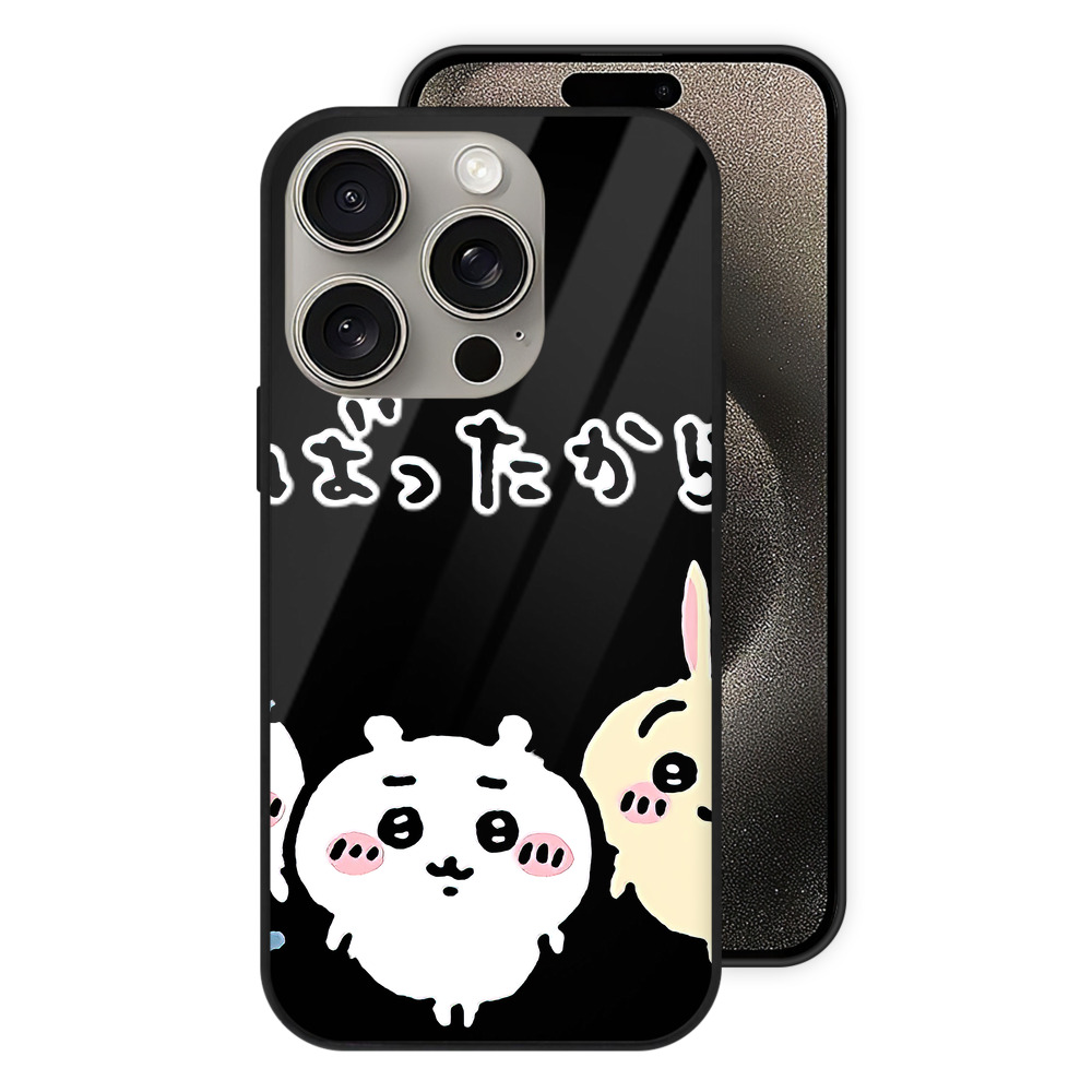 （画像用） ちいかわ ハチワレ Chii-kawa hachiware 【iPhone15Pro対応】スマホケース 耐衝撃＆黄変防止 背面ガラス