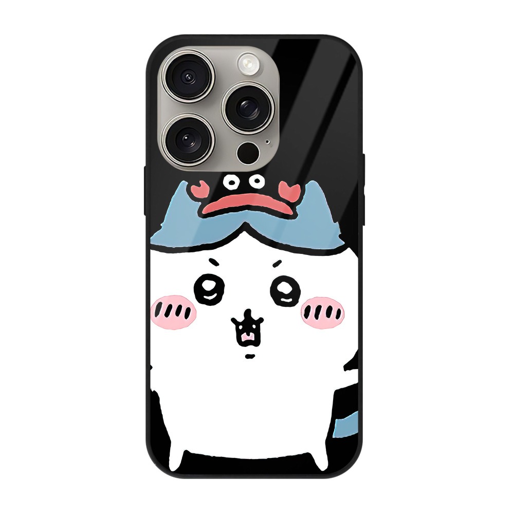 （画像用） ちいかわ ハチワレ Chii-kawa hachiware 【iPhone15Pro対応】スマホケース 耐衝撃＆黄変防止 背面ガラス