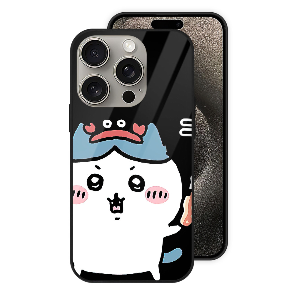 （画像用） ちいかわ ハチワレ Chii-kawa hachiware 【iPhone15Pro対応】スマホケース 耐衝撃＆黄変防止 背面ガラス