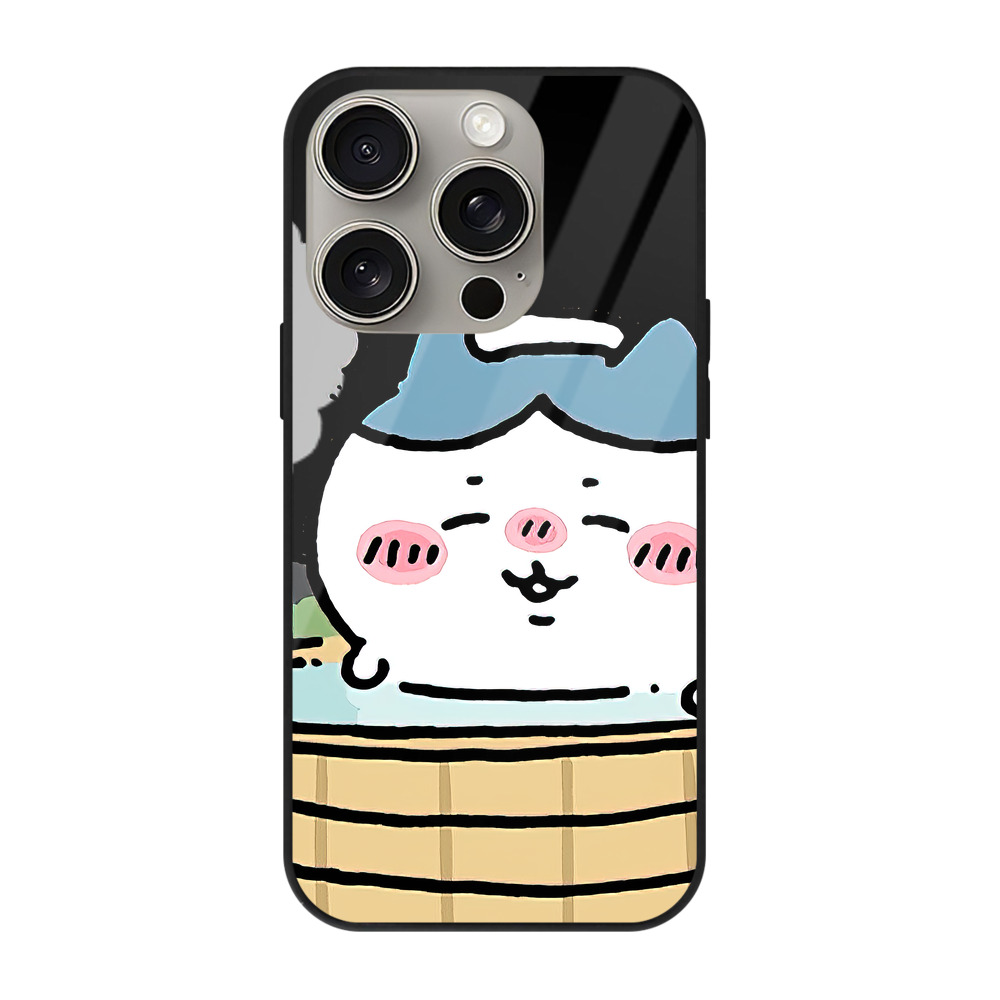 （画像用） ちいかわ ハチワレ Chii-kawa hachiware 【iPhone15Pro対応】スマホケース 耐衝撃＆黄変防止 背面ガラス