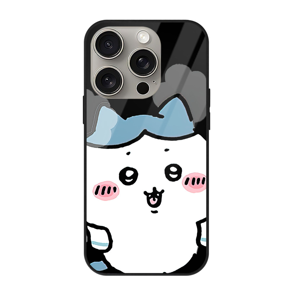 （画像用） ちいかわ ハチワレ Chii-kawa hachiware 【iPhone15Pro対応】スマホケース 耐衝撃＆黄変防止 背面ガラス