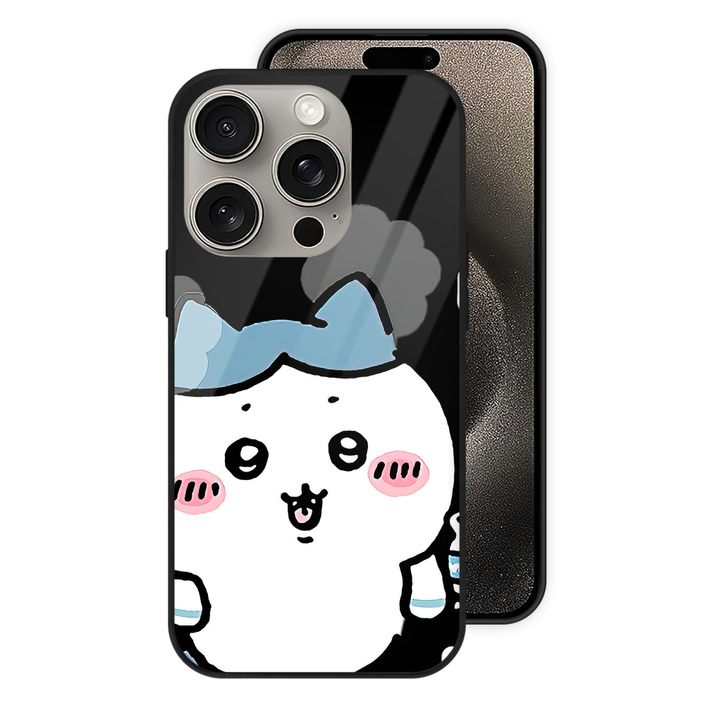 （画像用） ちいかわ ハチワレ Chii-kawa hachiware 【iPhone15Pro対応】スマホケース 耐衝撃＆黄変防止 背面ガラス