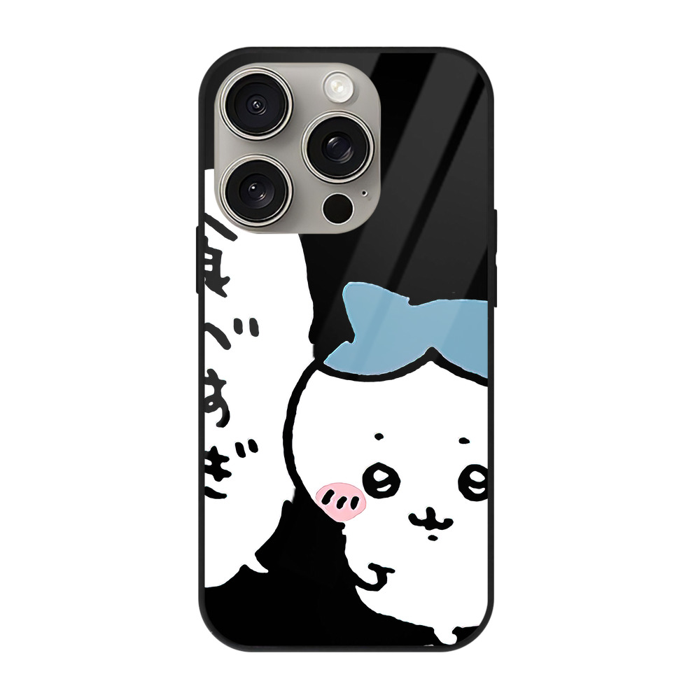 （画像用） ちいかわ ハチワレ Chii-kawa hachiware 【iPhone15Pro対応】スマホケース 耐衝撃＆黄変防止 背面ガラス